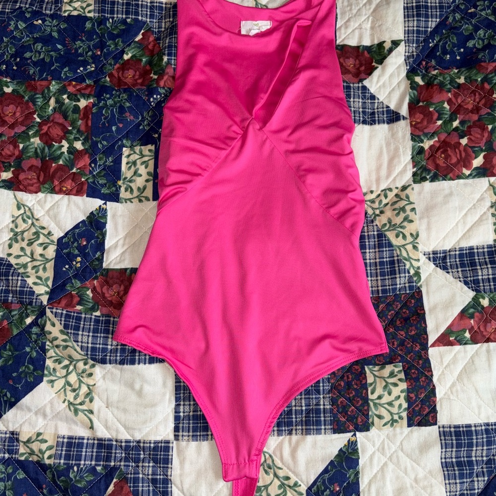 Hot Pink Body Suit With Cutout